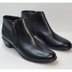 Ecco Touch 35 Low Heel Zip Bootie EU 41 US 10.5 Black Leather Ankle Boot Comfort